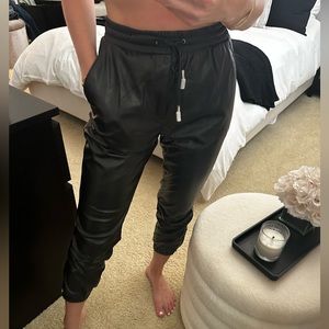 Paige leather black joggers